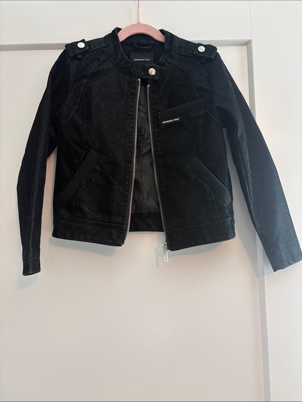 Members Only Girls Black Faux-Leather Moto Jacket